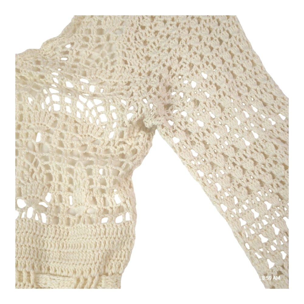 Forever 21, Vintage  Boho  Crochet Grannycore  Dress - Ivory - Picture 7 of 16